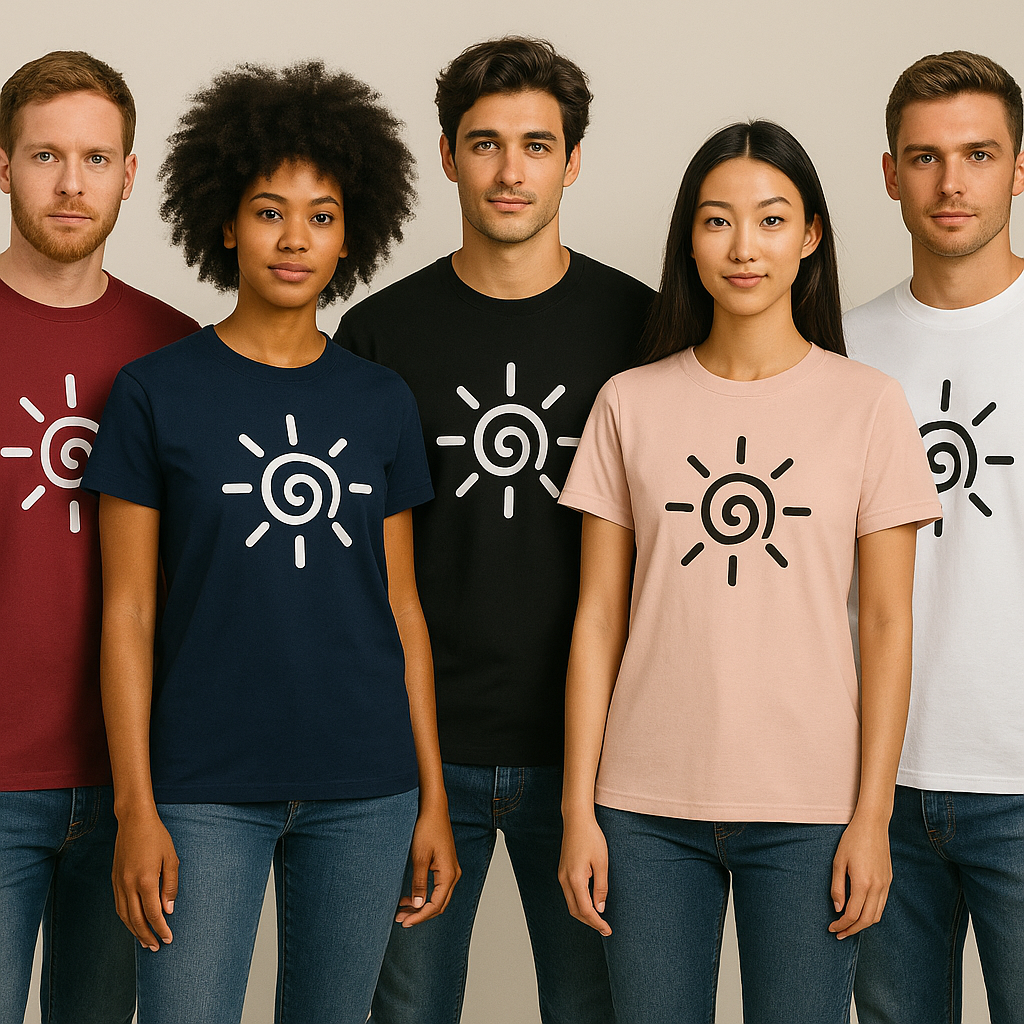 Unisex organic ribbed neck t-shirt - Reconnect and Shine - Different colours