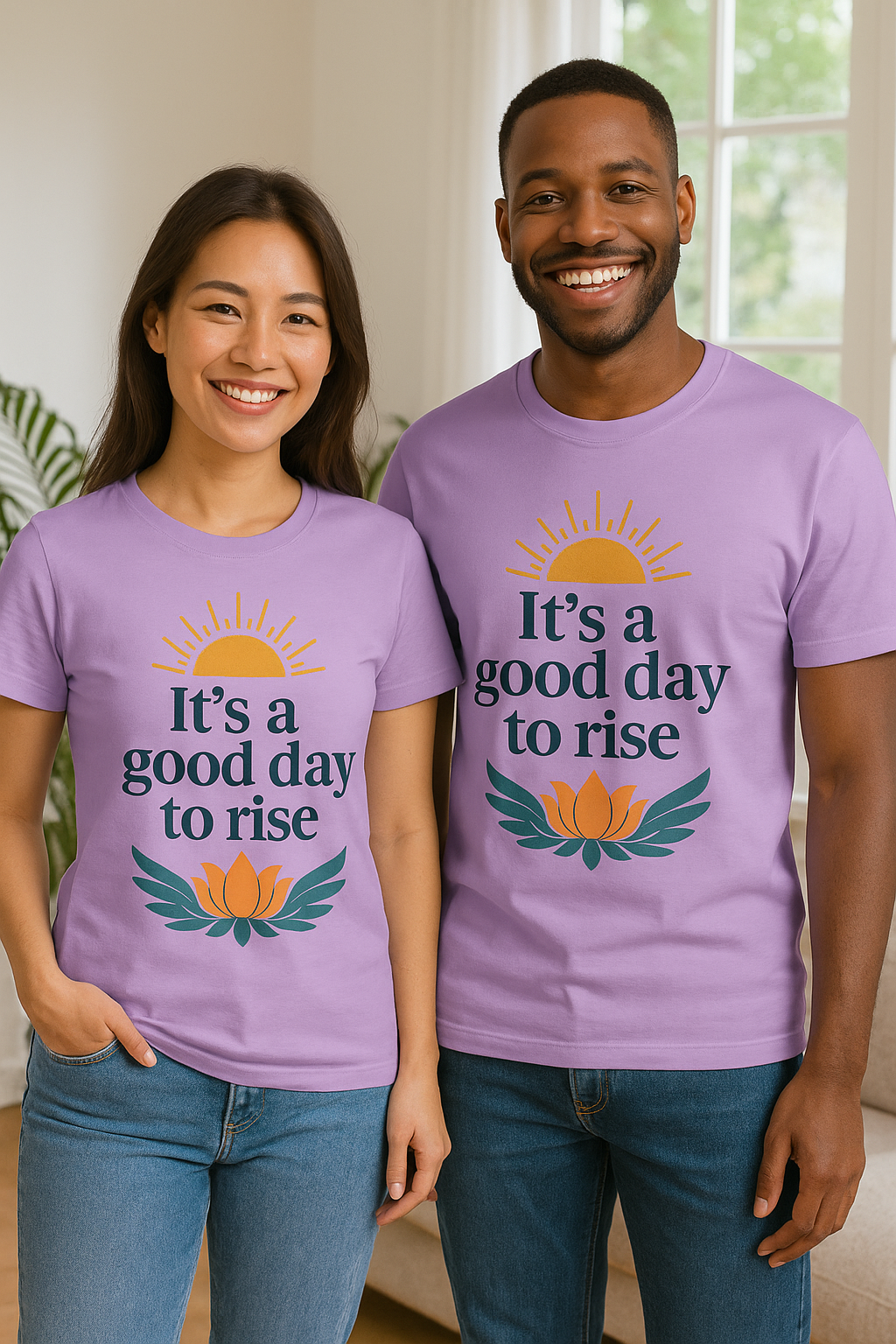 Organic ribbed neck t-shirt "It's a good day to rise" - Unisex - Light/Bright colours - Raíz Libre