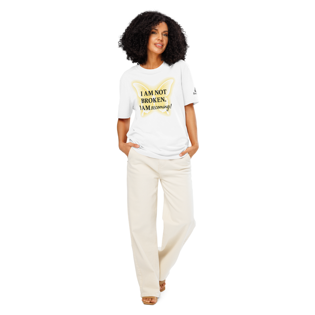 Inspirational organic ribbed neck white t-shirt - Whispers of Light Collection - Unisex - Raíz Libre