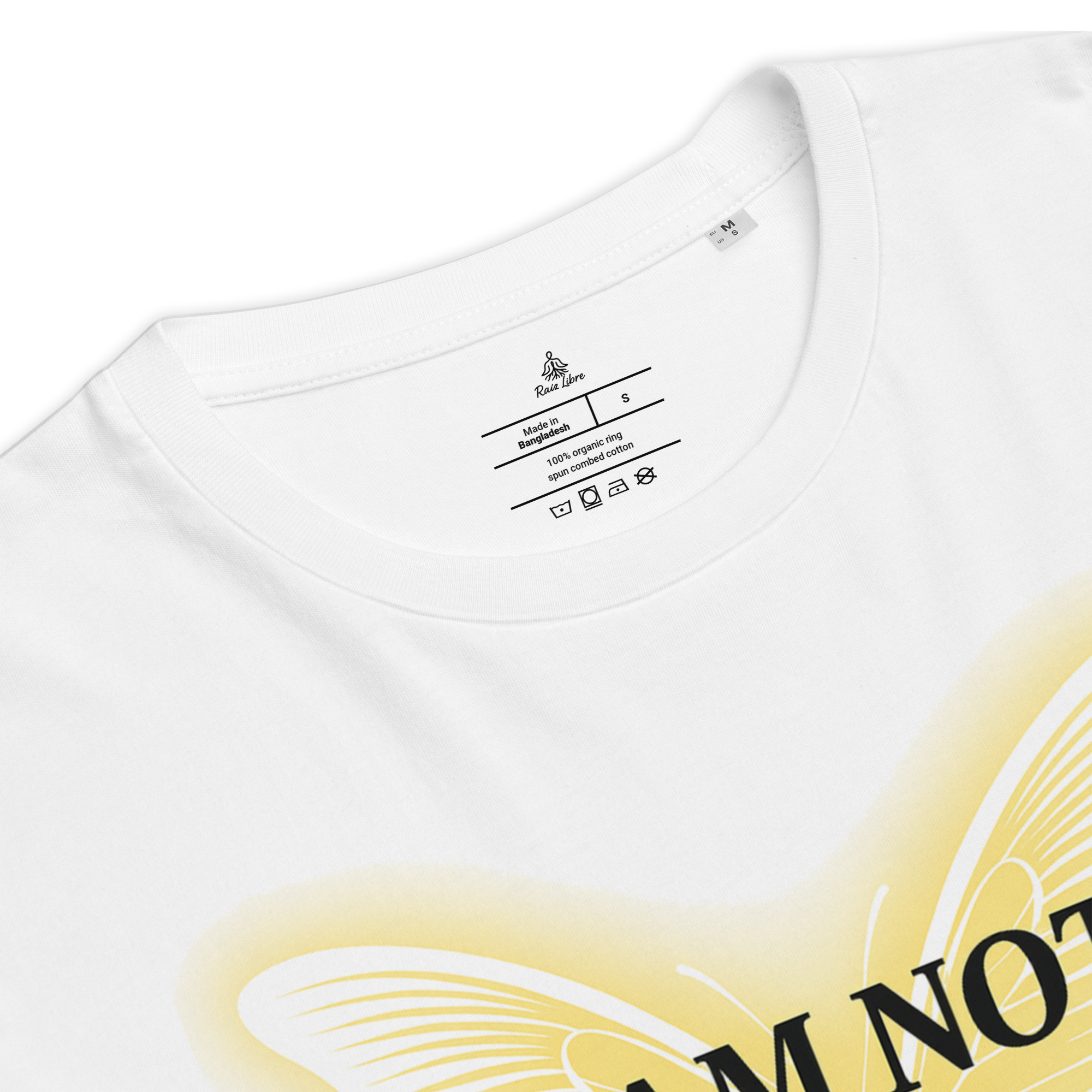 Inspirational organic ribbed neck white t-shirt - Whispers of Light Collection - Unisex - Raíz Libre